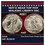 1937-d Walking Liberty Half Dollar Near Top Pop 50