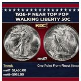 1936-p Walking Liberty Half Dollar Near Top Pop 50