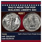 1942-s Walking Liberty Half Dollar Near Top Pop 50