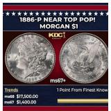 1886-p Morgan Dollar Near Top Pop! $1 ms67+ SEGS
