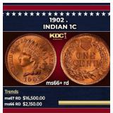 1902 Indian Cent . 1c ms66+ rd SEGS