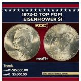 1972-d Eisenhower Dollar TOP POP! $1 ms67+ SEGS