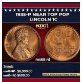 1935-p Lincoln Cent Near Top Pop 1c ms68 rd SEGS