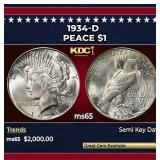 1934-d Peace Dollar $1 ms65 SEGS