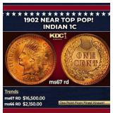 1902 Indian Cent Near Top Pop! 1c ms67 rd SEGS