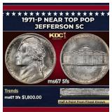 1971-p Jefferson Nickel Near Top Pop 5c ms67 5fs S