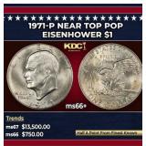 1971-p Eisenhower Dollar Near Top Pop $1 ms66+ SEG