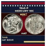 1945-p Mercury Dime 10c ms67 SEGS