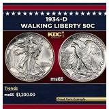1934-d Walking Liberty Half Dollar 50c ms65 SEGS