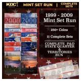1999-2009 Mint Set Run - 256 Coins, 11 Complete Se