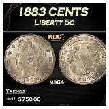 1883 CENTS Liberty Nickel 5c Grades ms64