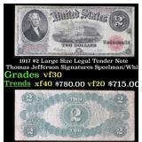 1917 $2 Large Size Legal Tender Note Thomas Jeffer