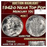 1942-d Mercury Dime Near Top Pop! 10c ms68 FSB SEG