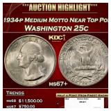 1934-p Medium Motto Washington Quarter Near Top Po