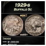 1929-s Buffalo Nickel 5c Grades ms65+