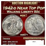 1942-d Walking Liberty Half Dollar Near Top Pop 50