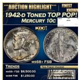 1942-d Mercury Dime Toned TOP POP! 10c ms68+ FSB S