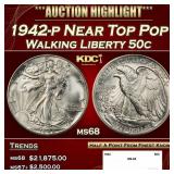 1942-p Walking Liberty Half Dollar Near Top Pop 50