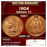 1904 Indian Cent . 1c ms66+ rd SEGS