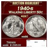 1940-s Walking Liberty Half Dollar 50c ms66 SEGS