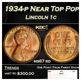 1934-p Lincoln Cent Near Top Pop 1c ms67 rd SEGS