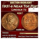 1931-s Lincoln Cent Near Top Pop! 1c ms66 rd SEGS