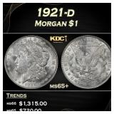 1921-d Morgan Dollar $1 Grades ms65+