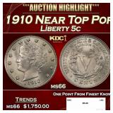 1910 Liberty Nickel Near Top Pop 5c ms66 SEGS