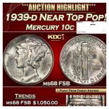 1939-d Mercury Dime Near Top Pop! 10c ms68 FSB SEG