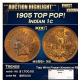 1905 Indian Cent TOP POP! 1c ms66+ rb SEGS