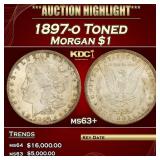 1897-o Morgan Dollar Toned $1 ms63+ USCG