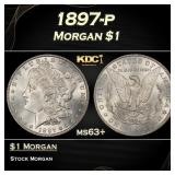 1897-p Morgan Dollar $1 Grades ms63+