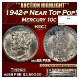1942-p Mercury Dime Near Top Pop! 10c ms68 FSB SEG