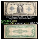 1923 $1 large size Silver Certificate Grades vf+ S