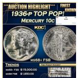 1936-p Mercury Dime TOP POP! 10c ms68+ FSB SEGS
