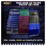 1968-2008 40 Years Proof Set Run - 273 Coins, 41 C