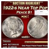 1922-s Peace Dollar Near Top Pop $1 ms65+ SEGS