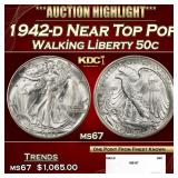 1942-d Walking Liberty Half Dollar Near Top Pop 50