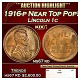 1916-p Lincoln Cent Near Top Pop! 1c ms67 rd SEGS