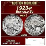 1923-p Buffalo Nickel 5c ms66 SEGS