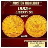 1882-p Gold Liberty Half Eagle $5 ms62 USCG