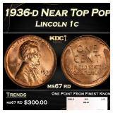 1936-d Lincoln Cent Near Top Pop 1c ms67 rd SEGS