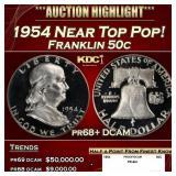 1954 Proof Franklin Half Dollar Near Top Pop! 50c
