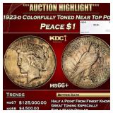 1923-d Peace Dollar Colorfully Toned Near Top Pop