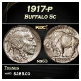 1917-p Buffalo Nickel 5c Grades ms63