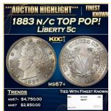 1883 n/c Liberty Nickel TOP POP! 5c ms67+ SEGS