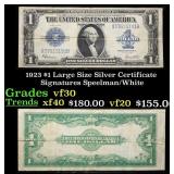 1923 $1 large size Silver Certificate Grades vf++