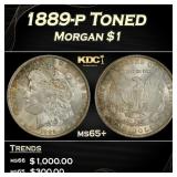 1889-p Morgan Dollar Toned $1 Grades ms65+