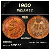 1900 Indian Cent . 1c Grades ms65 rb