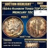 1924-d Mercury Dime Rainbow Toned TOP POP! 10c ms6